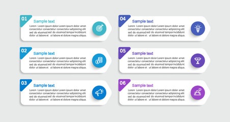 Business vector infographic design template with icons and 6 options or steps	
