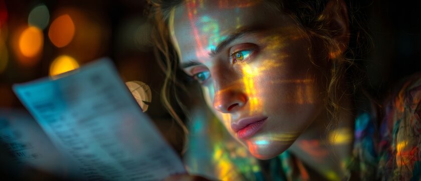 High grocery costs: visualizing the burden of living expenses. Financial report. Focusing on living costs: womanâ€™s shocked expression, extravagant bill. Economic indicators. Financial charts.