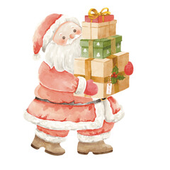 Santa Claus watercolor clipart
This collection includes cozy Santa elements such as Santa with gifts, Santa hat, gift bag and more. perfect for cards, tags, stickers and Christmas design projects.