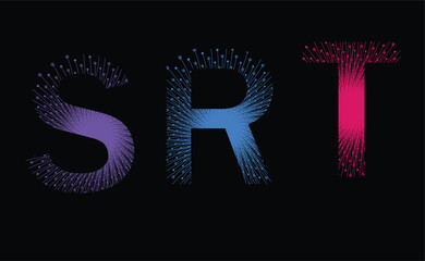 Abstract letters SRT creative colorful design on black background concept