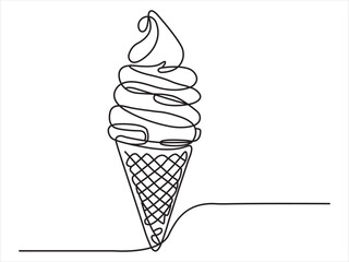 Minimal One Line Soft Serve Ice Cream Illustration | Continuous Line Drawing | Abstract Dessert Vector | Modern Minimalist Food Art Design