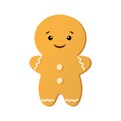 Gingerbread man character smiling, representing sweet holiday season baking