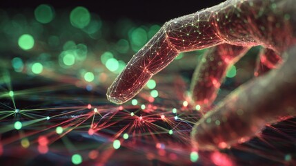 Creative workspace energy: designer in action. Machine network. Immersed in digital creation: designer's intense focus. Artificial intelligence. Virtual network.