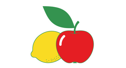 Vibrant Still Life - Red Apple and Yellow Lemon Composition.
