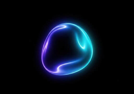 Amorphous glowing shape with neon blue and purple light abstract image