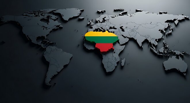 Lithuania country map national flag global business concept three dimensional render