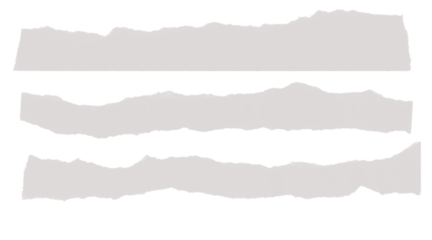 Three torn grey paper strips with jagged edges for design elements