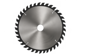 Circular saw blade, a sharp metal tool for cutting wood and construction, isolated on transparent background