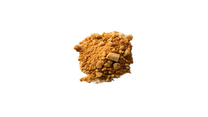 Delicious graham cracker crumbs for baking cheesecake crust and dessert toppings isolated on black...