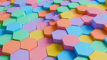 Animated geometric pattern of rotating hexagons in pastel tones, clean minimal motion background, seamless 4K UHD loop. - Powered by Adobe
