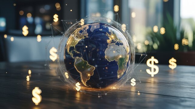 Global finance and business connections with digital dollar symbols - Powered by Adobe
