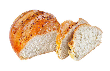 homemade white wheat bread isolated on transparent background