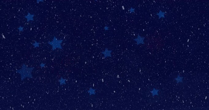 At start blue stars and speckles drifting, shifting inward and outward, maintaining star field