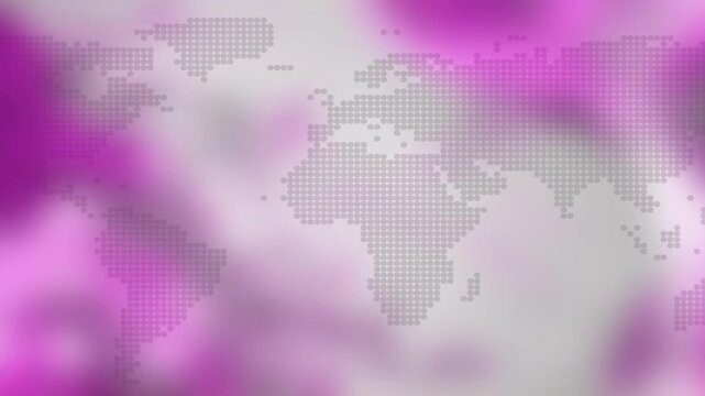 On playback start pink-purple gradient pulsing behind dotted world map enhancing abstract mood