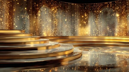 Golden Stage: A resplendent stage, adorned with opulent golden accents, provides a captivating visual feast, ideal for grand events and prestigious ceremonies.