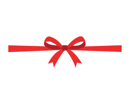 A simple red ribbon tied into a bow,  perfect for gift wrapping or decoration
