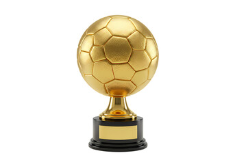 Golden soccer trophy celebrates sports championship victory