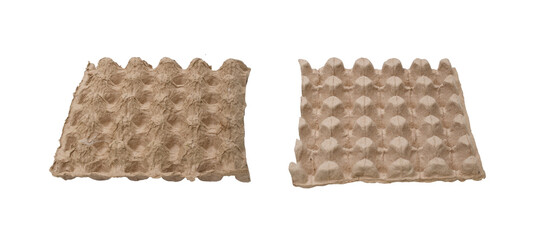 Recycled paper egg carton trays isolated on transparent