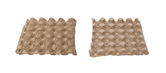 Recycled paper egg carton trays isolated on transparent