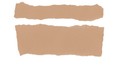 Torn brown paper pieces with rough edges, isolated. blank texture.