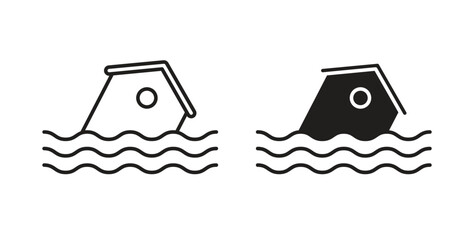 Flood icon line. eps 10 vector illustration