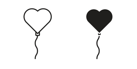 Heart balloon icon line. eps 10 vector illustration