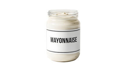 Jar of creamy mayonnaise isolated on transparent background