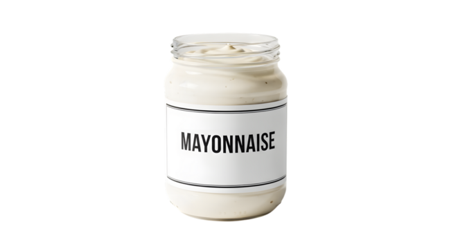 Jar of creamy mayonnaise isolated on transparent background