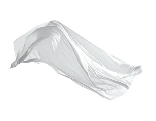 A flowing, white, translucent fabric isolated against a transparent background, caught in motion