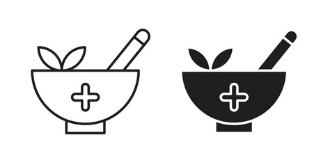 Herbal medicine icon line. eps 10 vector illustration
