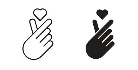 korean heart icon line. eps 10 vector illustration