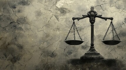 Justice scales on textured background