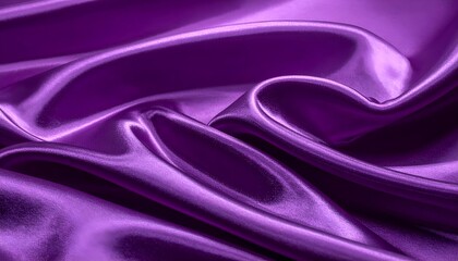 Fototapeta premium Close-up of flowing, lustrous purple fabric with soft folds and highlights