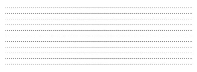 Hand drawn straight dotted and dashed line set. Collection of lines for notebook pages, cutting kit, graphic seamless pattern with black stripe. Vector illustration.