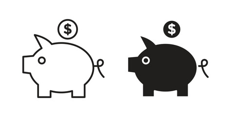 Piggy bank icon line. eps 10 vector illustration