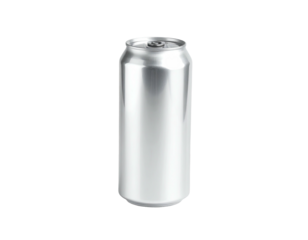 A tall, cylindrical aluminum can against a stark black backdrop. Reflective, minimalist design