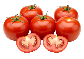 Fototapeta premium Fresh ripe tomatoes, one sliced, ready for cooking