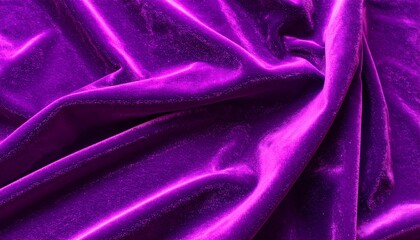 Close-up of deep purple velvet fabric with gentle folds, highlighted by light