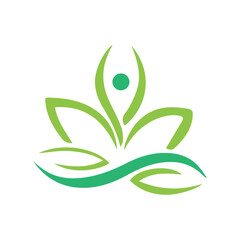 Wellness Lotus Person or human yoga vector Icon design-colorful art