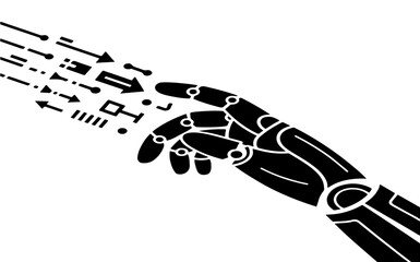 Abstract design vector illustration concept with car, computer, and musical note silhouette symbols