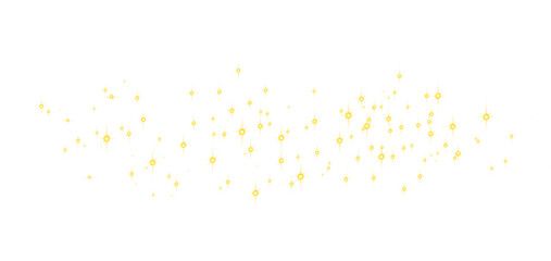 Golden sparkling stars and light trail on transparent background for festive luxury celebration and premium overlay