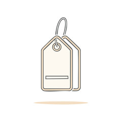 Stylized price tags illustration with beige and brown accents for retail, sales, and shopping themes. Hanging paper tags, price concept.
