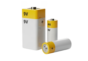 Batteries Isolated on Transparent Background For Power Backup