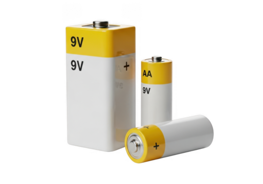 Batteries Isolated on Transparent Background For Power Backup