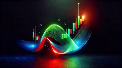 Abstract Financial Data Visualization: Candlestick Charts and Flowing Lines