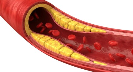 Anatomical Cross-Section of Blood Vessel with Flowing Red Blood Cells
