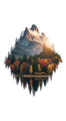Autumn Mountains Lake Reflection Pine Trees Vibrant Colors