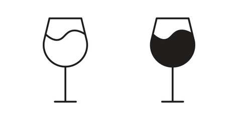 Wine glass icon line. eps 10 vector illustration