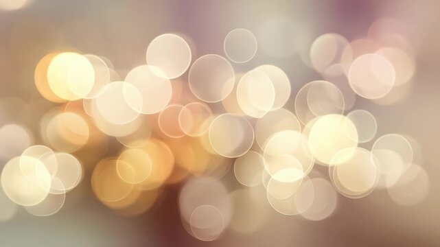 Abstract bokeh background with soft golden and beige light circles, creating a dreamy and festive atmosphere. Perfect for holiday designs, elegant presentations, and creative visual projects