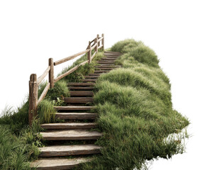 Nature trail stairs serene landscape tranquil environment isolated on transparent background